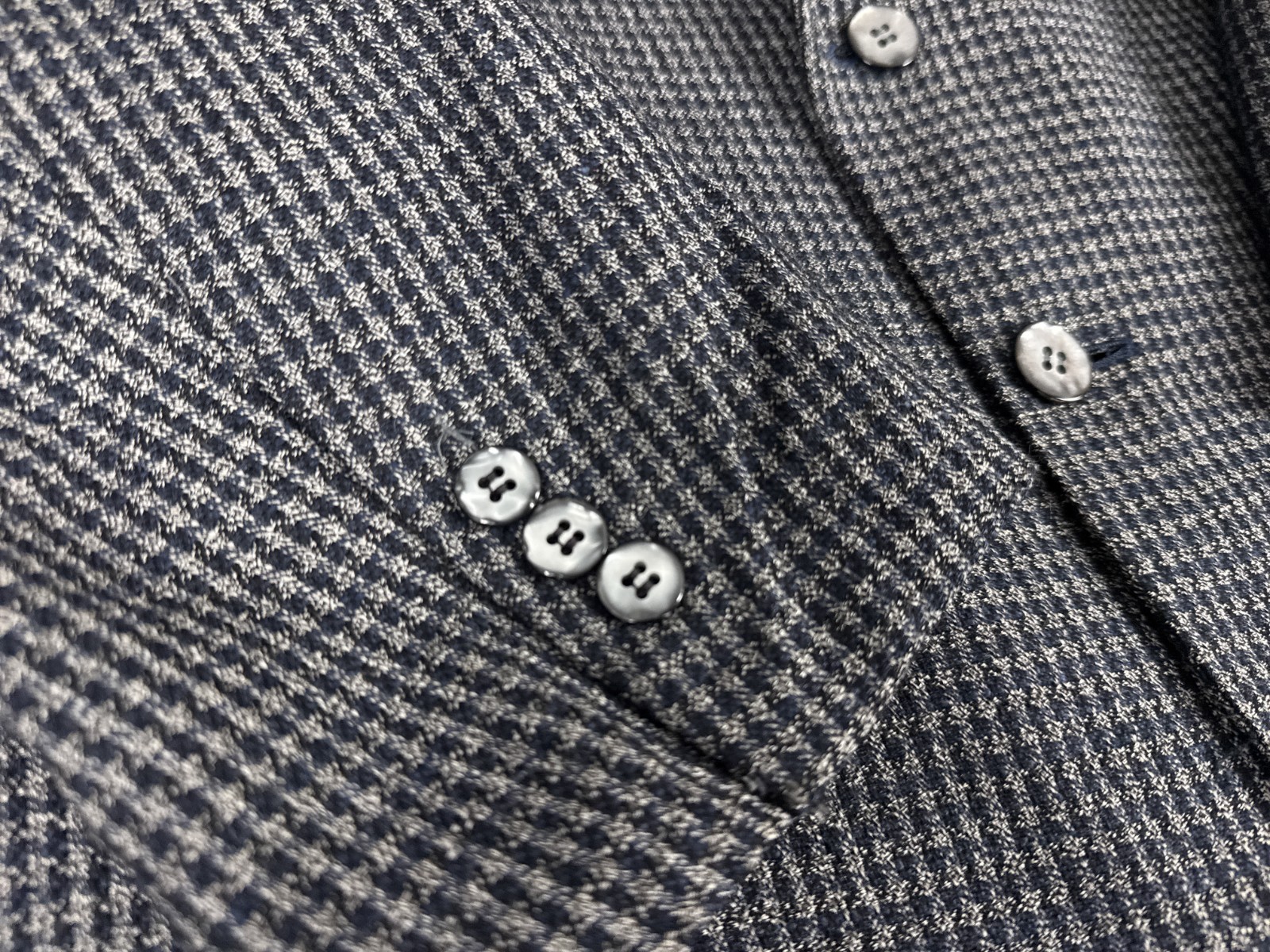 Versini 42R Silk Wool Blazer Grey Houndstooth Tailored Jacket 55% Silk 45% Wool