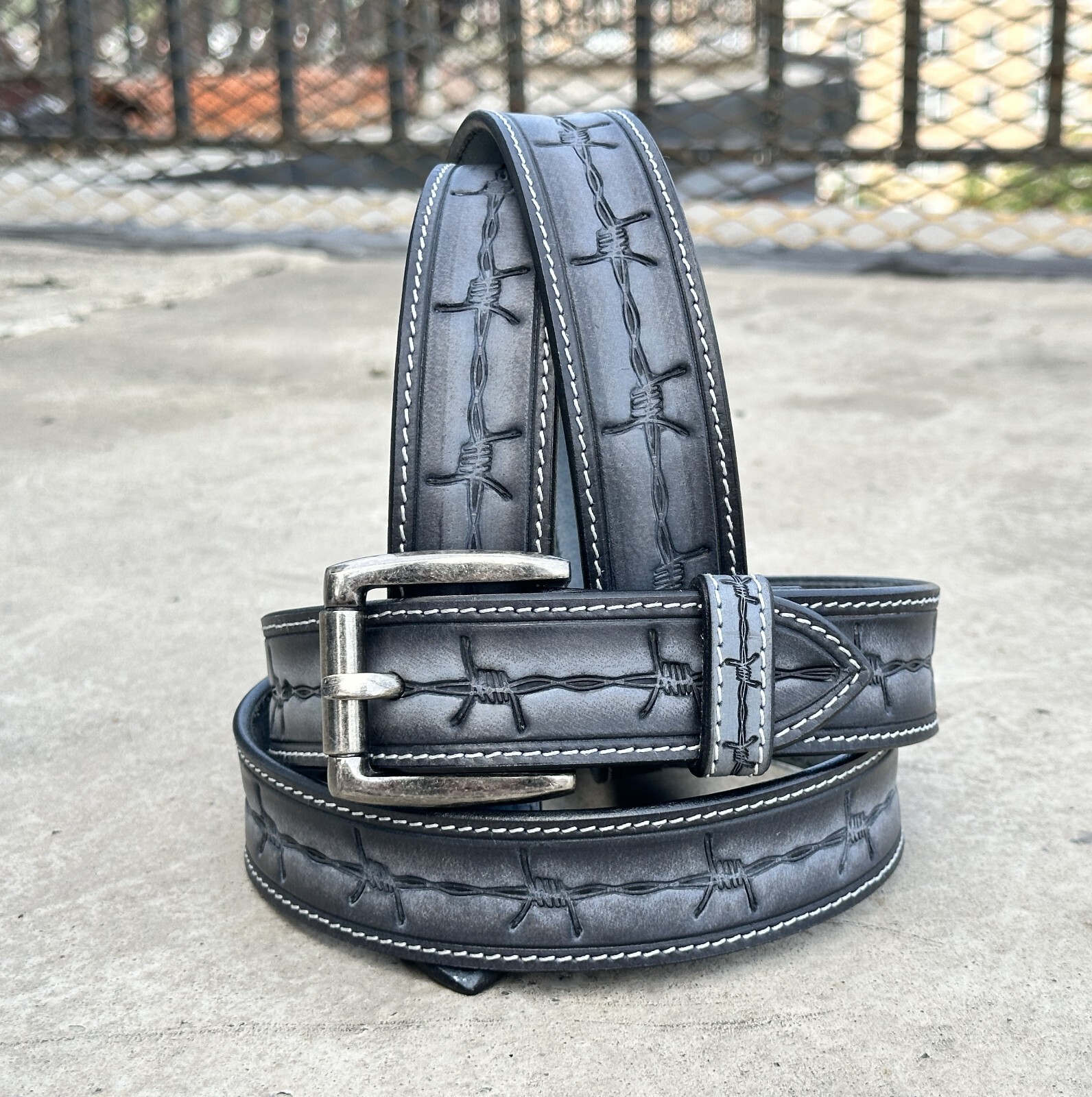 Genuine Leather Western Men Belt Embossed Handmade + Removable Buckle 1.5 Wide