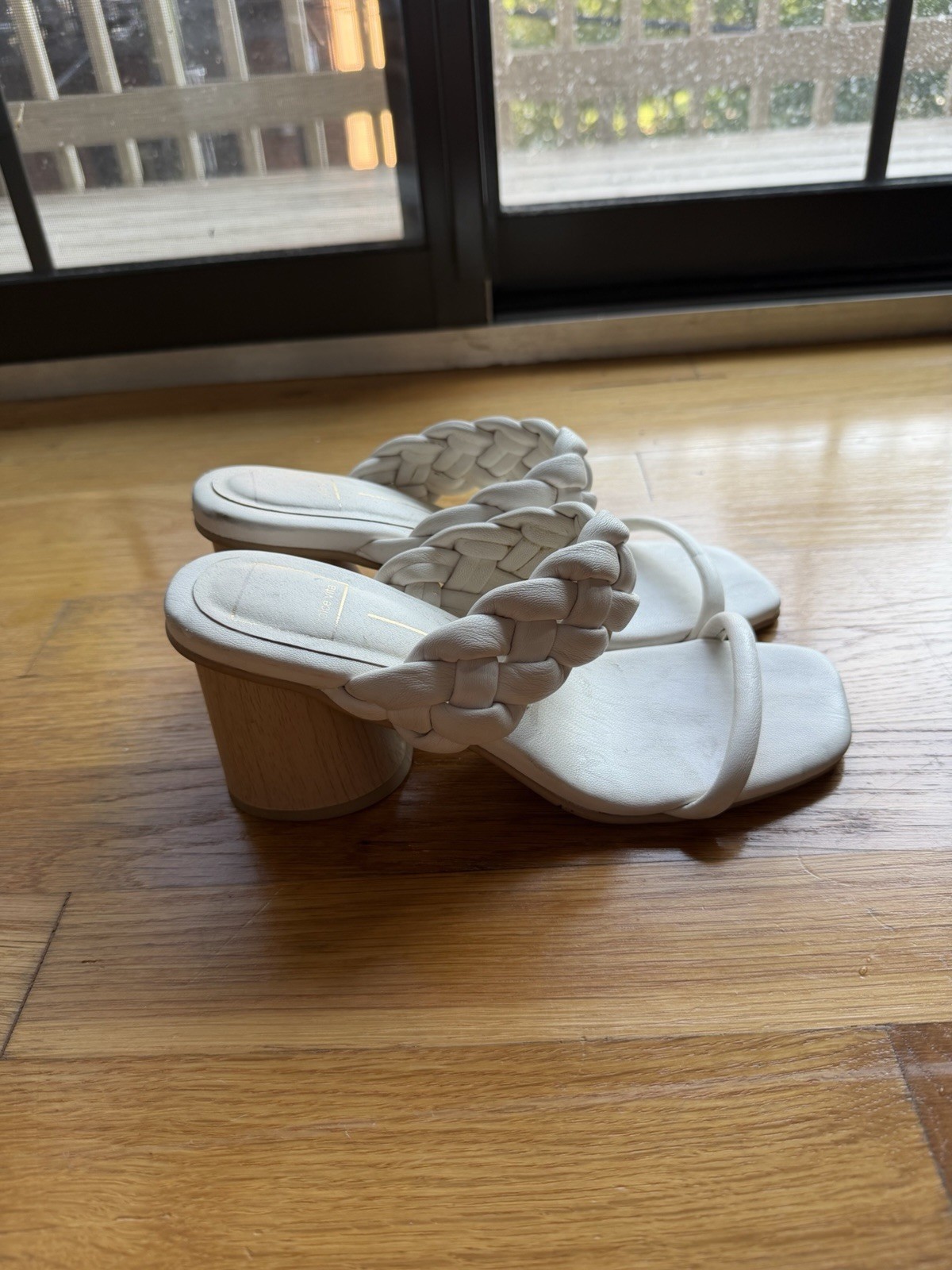 Dolce Vita Braided Strap Block Heel Slide Sandals Ivory/Cream Size 6.5