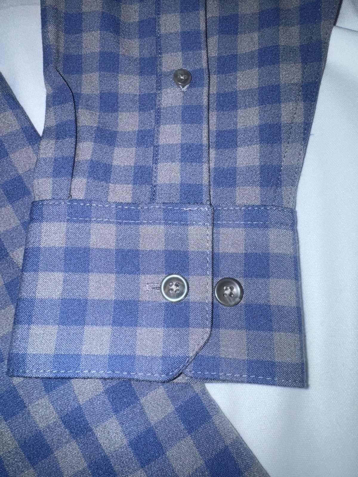 Mizzen + Main Gingham City Flannel Shirt Classic Oxford Blue Gray Men’s Medium