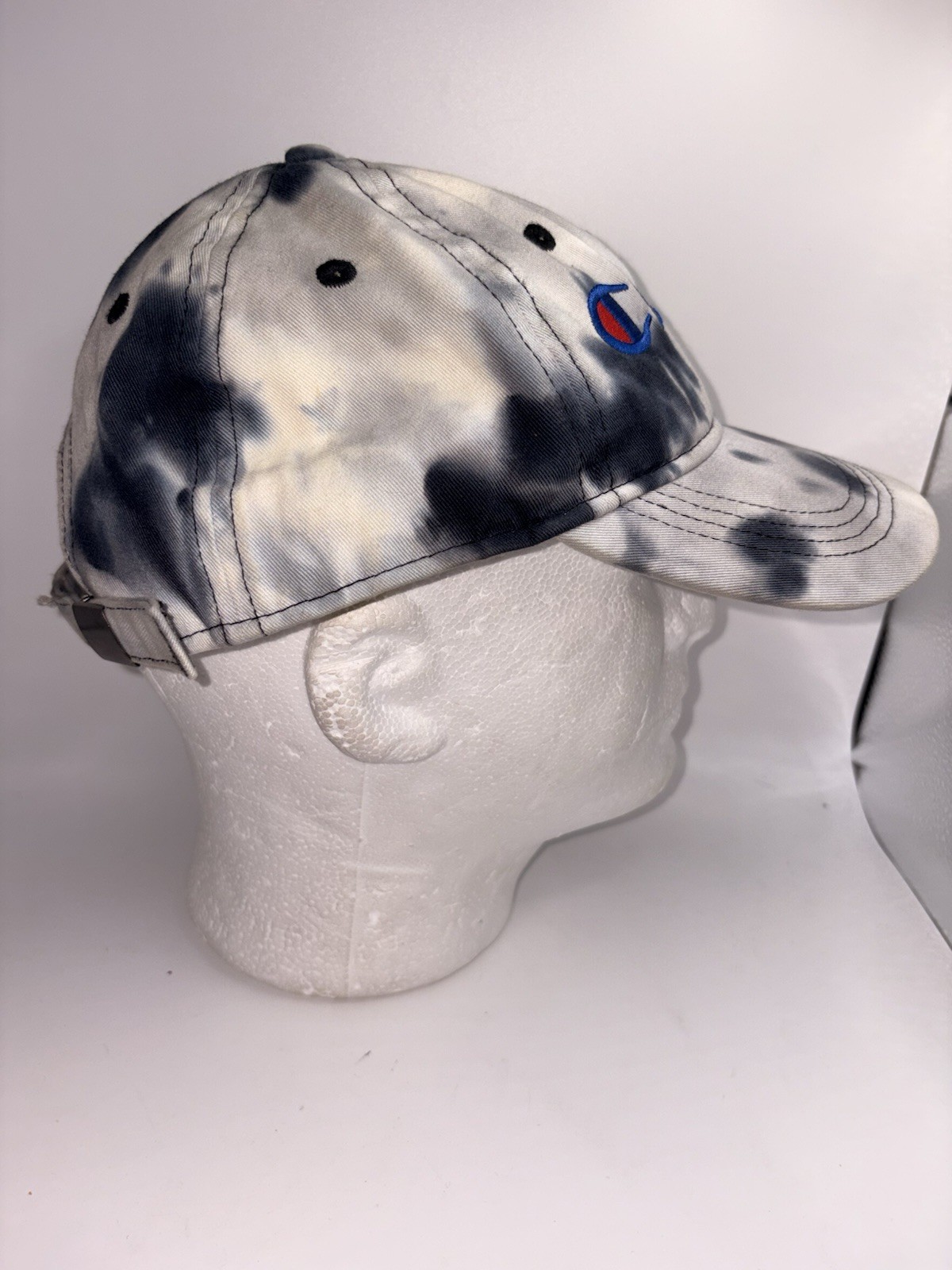Champion Black & White Charcoal Gray Tie Dye Adjustable Strap Unisex Hat Cap