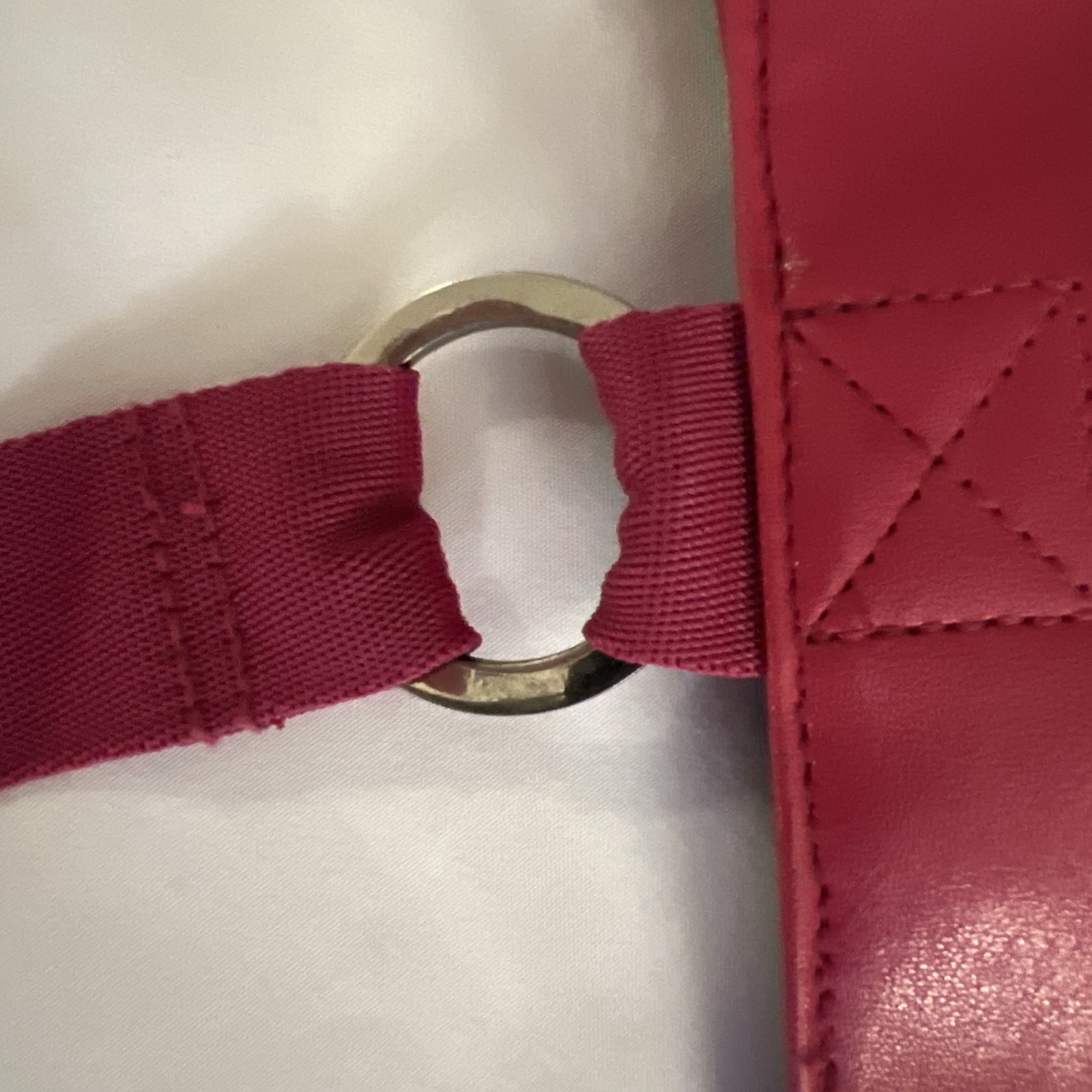 Vintage Marshall Field’s Dark Pink Canvas Tote w/ Photo Keychain Inside Pocket