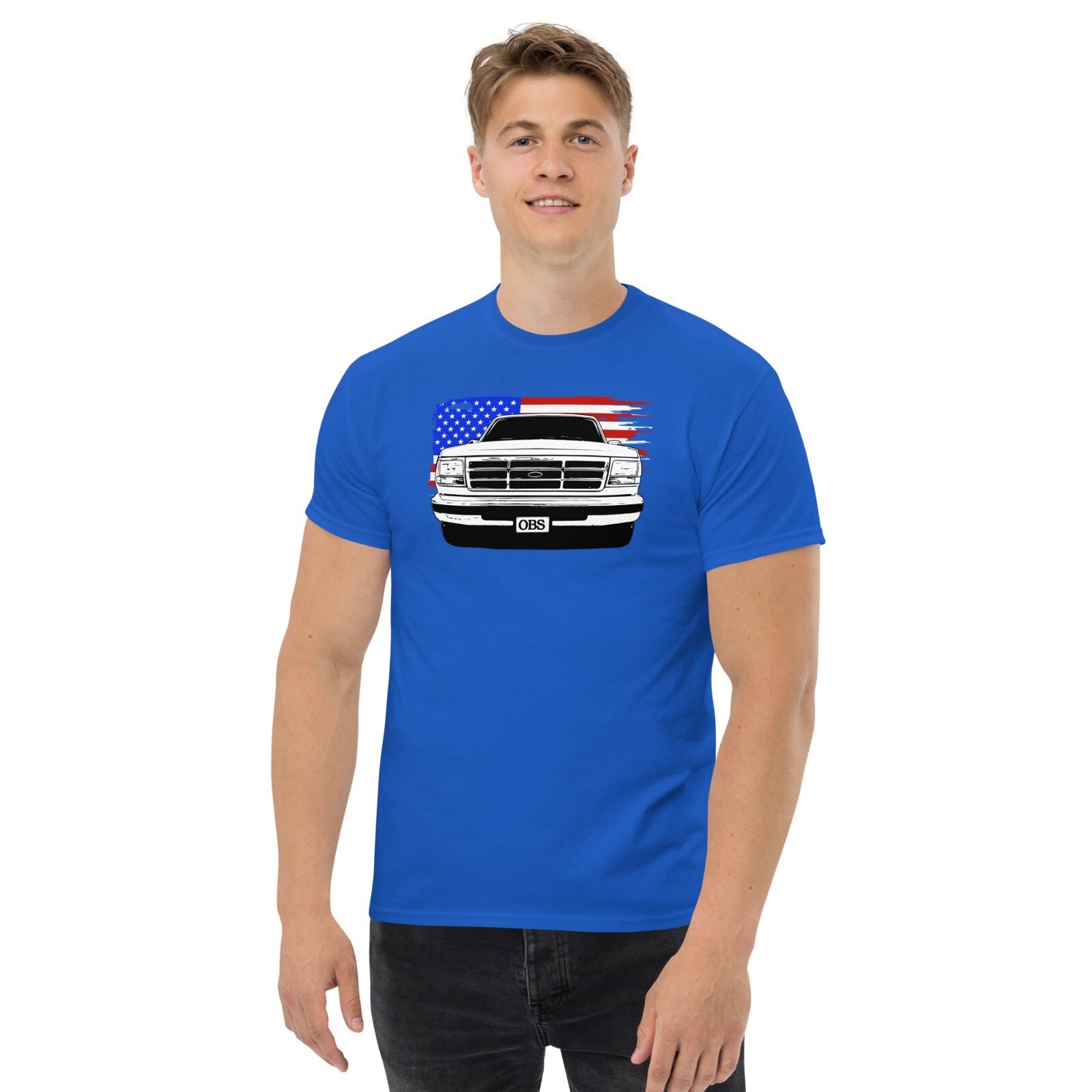 OBS T-Shirt Mnes 90s Ford Truck Shirt With American Flag