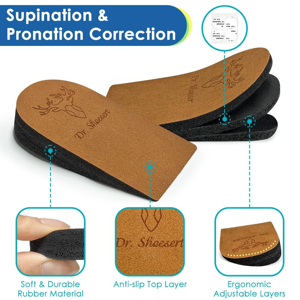 Dr. Shoesert 3 Layers Adjustable Orthopedic Heel Wedge Inserts, Supination & …