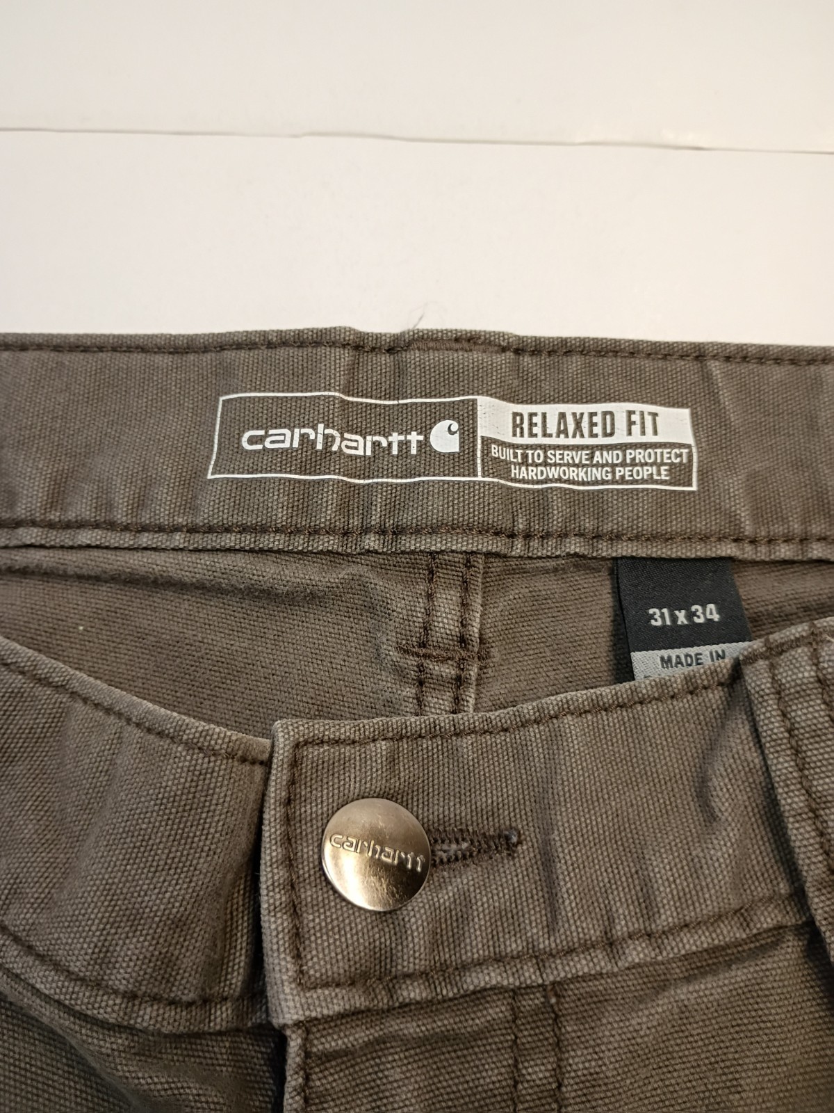Carhartt Relaxed Fit Brown Work Pants SZ 31×34!