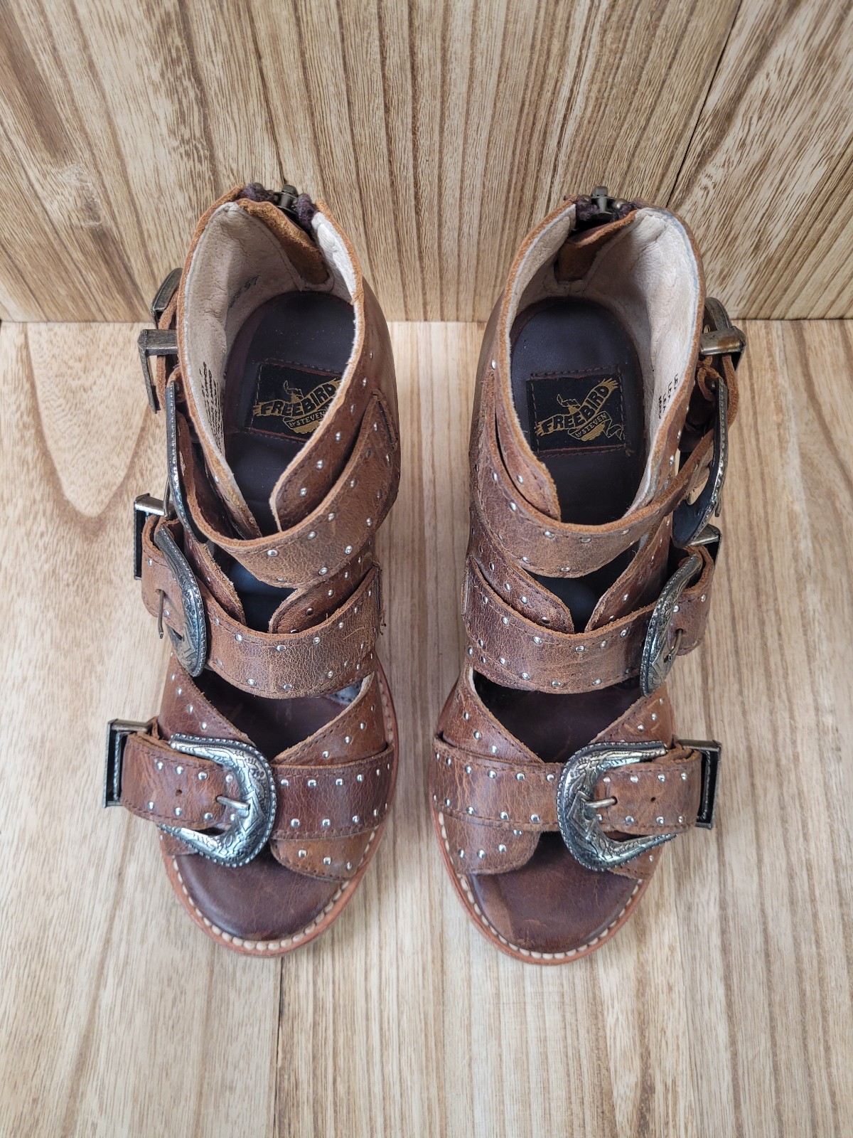 Freebird by Steven Violet Women’s Brown Buckle Leather Ankle Boots Size 7