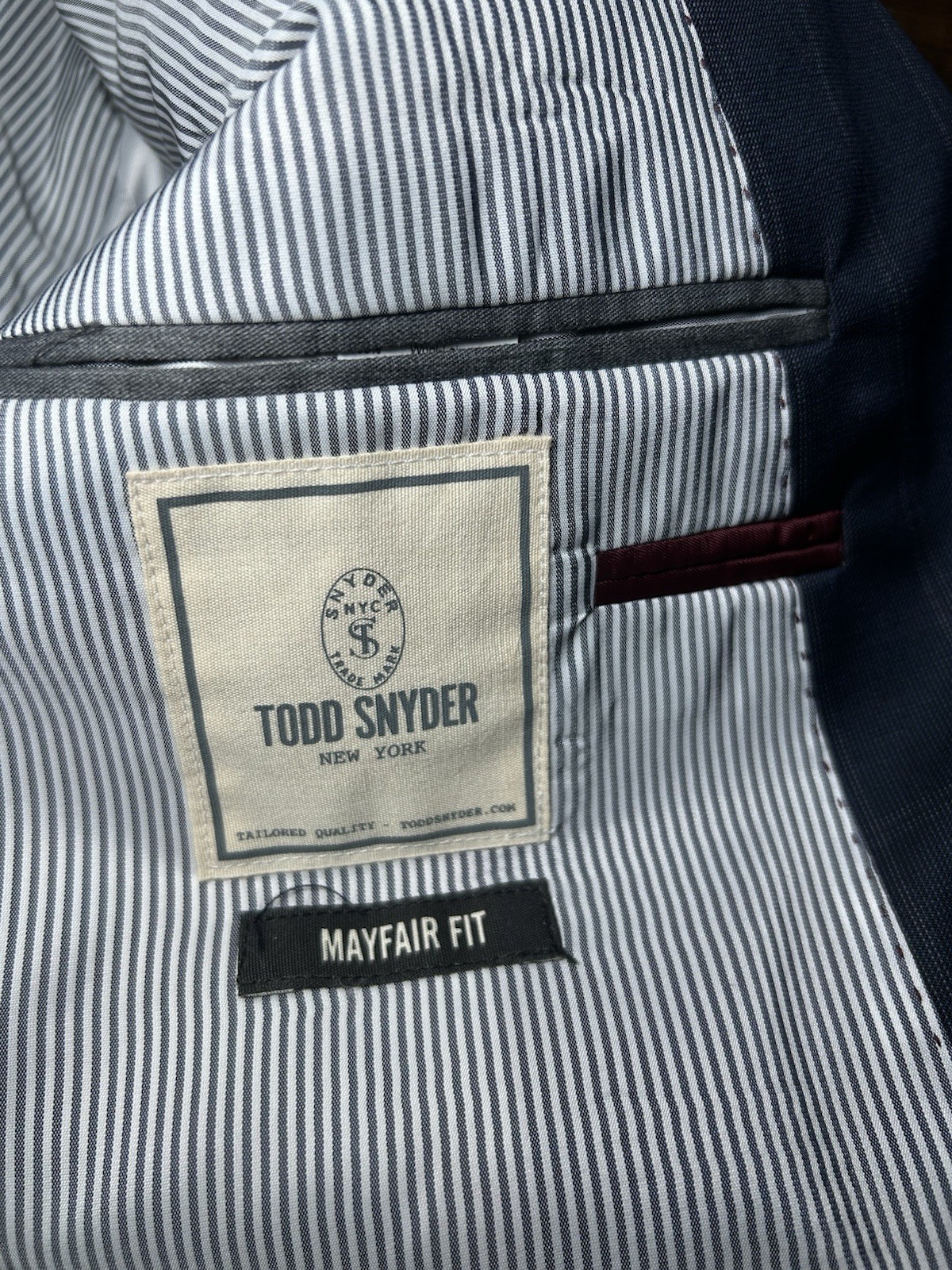 todd snyder Navy Mayfair Fit Blazer Suit Jacket 44R windowpane plaid wool Union