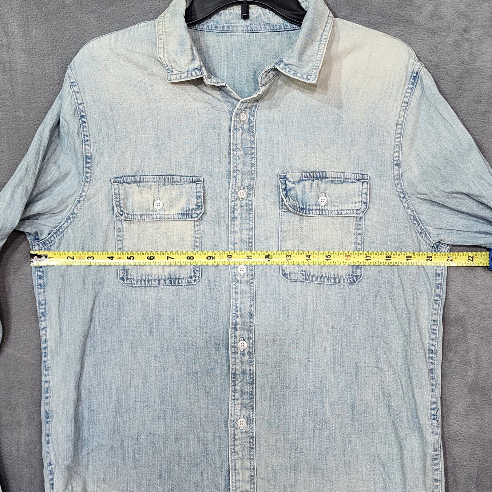 AG Adriano Goldschmied Mens Chambray Button Down Shirt Light Wash Cotton Medium