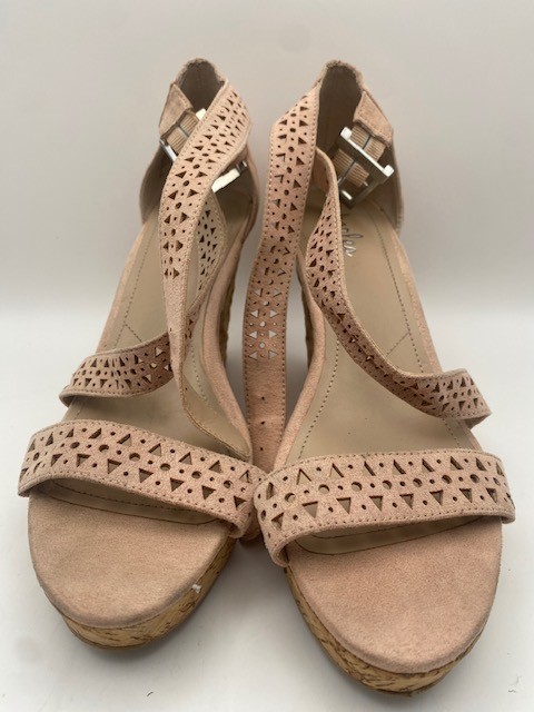 Charles by Charles David Cork Wedge Sandals Blush Pink Laser Cut Women’s 8M