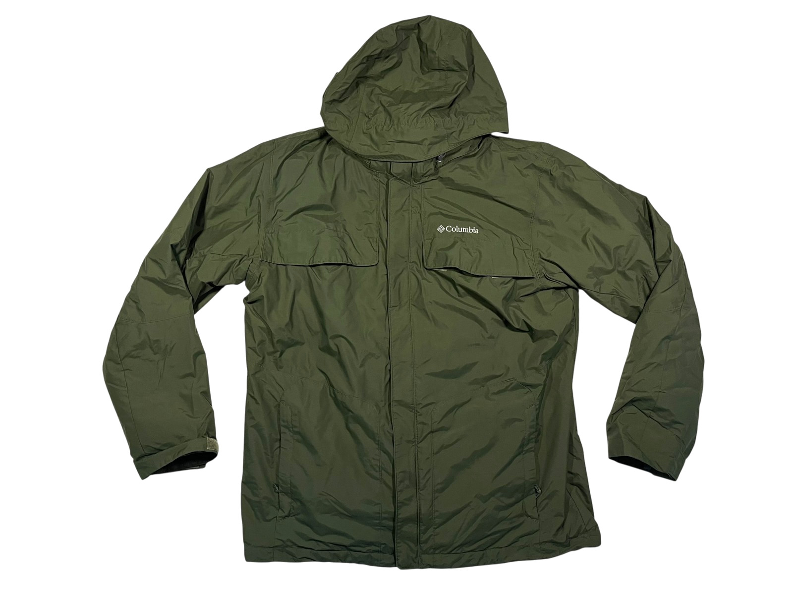 COLUMBIA OMNI-TECH Green Fleece-Lined 3-IN-1 WINTER JACKET Hike Ski Coat Men’s L
