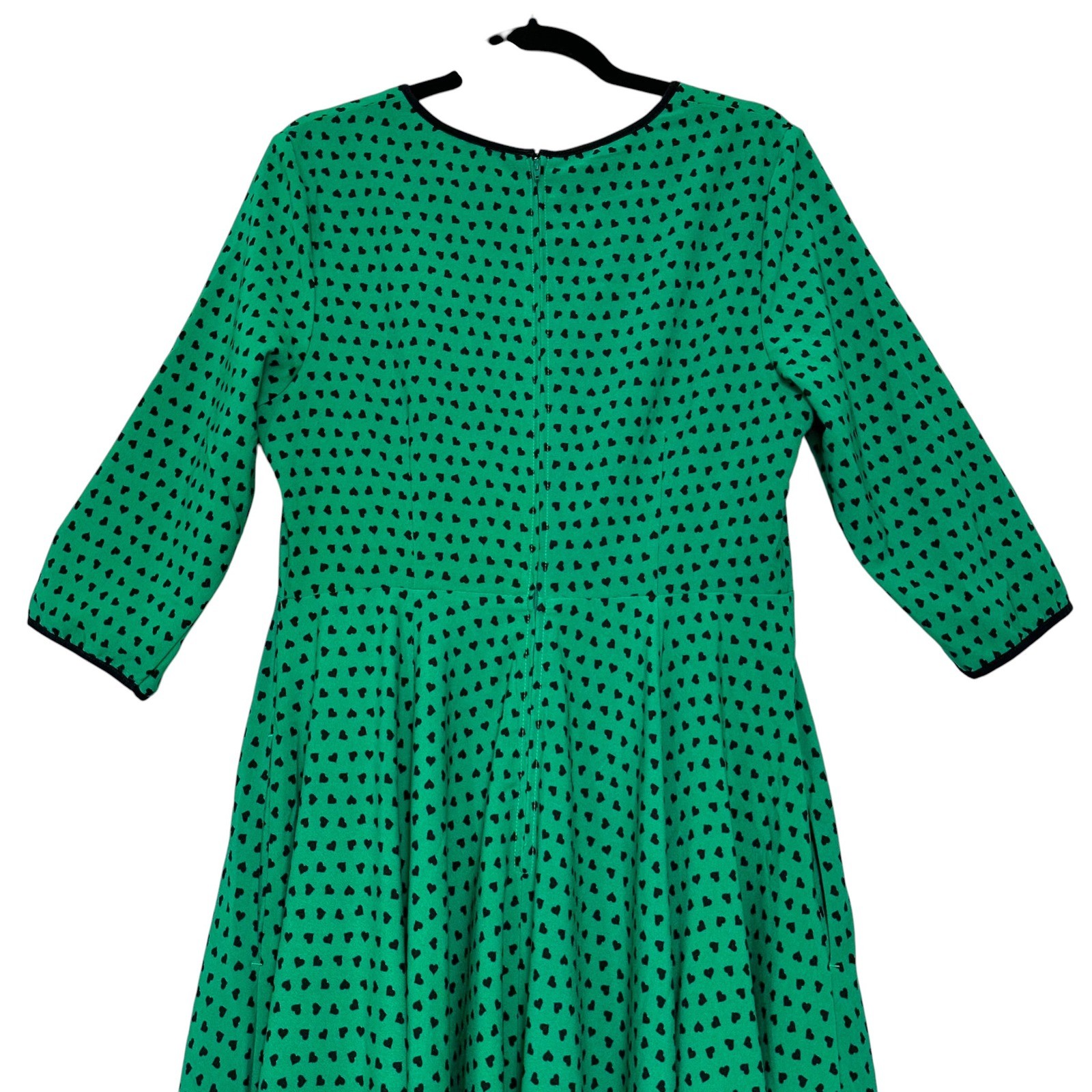 Hell Bunny Dress Paradisum 50s Keyhole Heart Polka Dot Green L Rockabilly Pinup