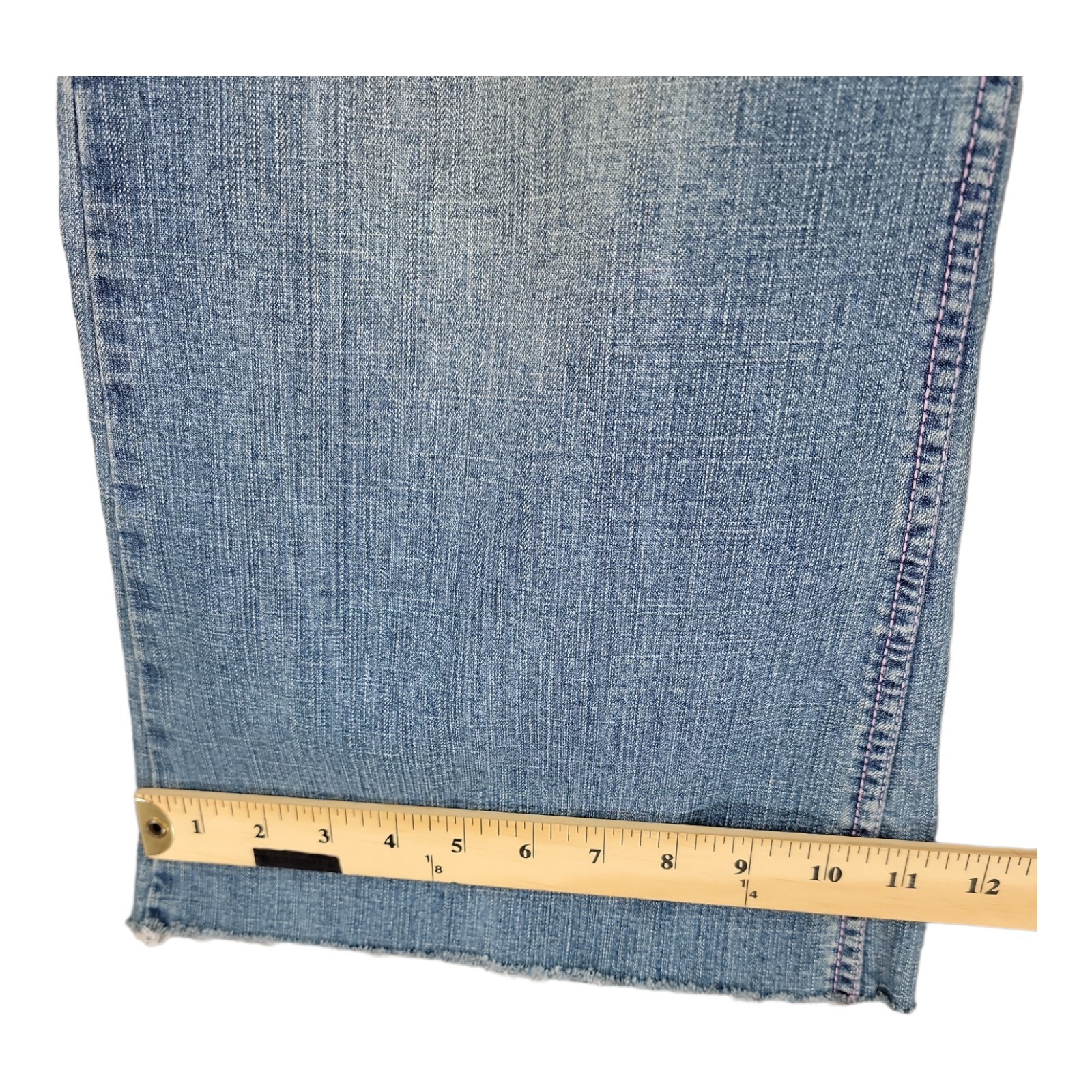 Crest Womens Jeans Wide leg Embroidered Ragged Hem Light Wash 21/22 41×30