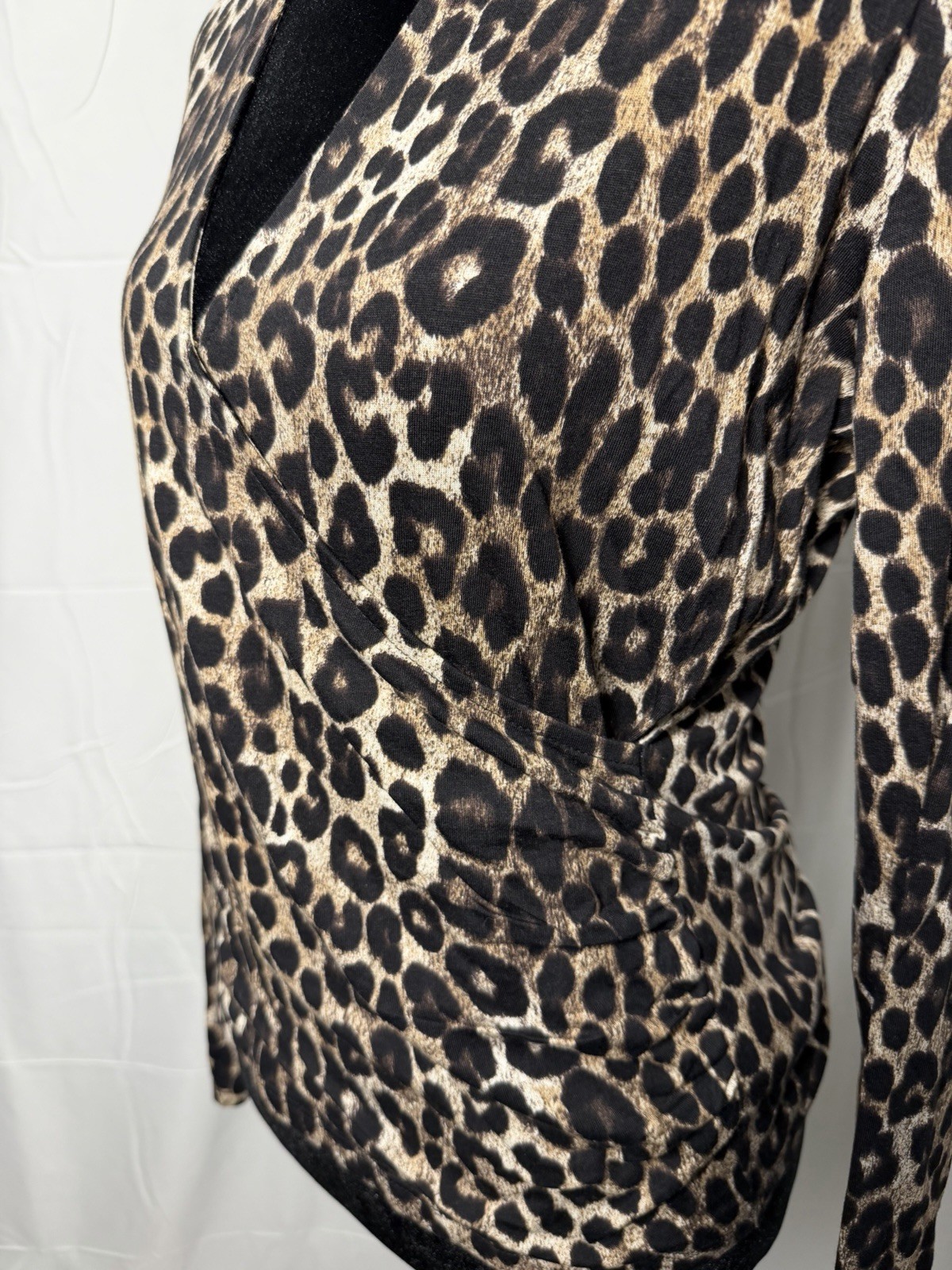 Michael Kors Leopard-Print Wrap Long Sleeve Top