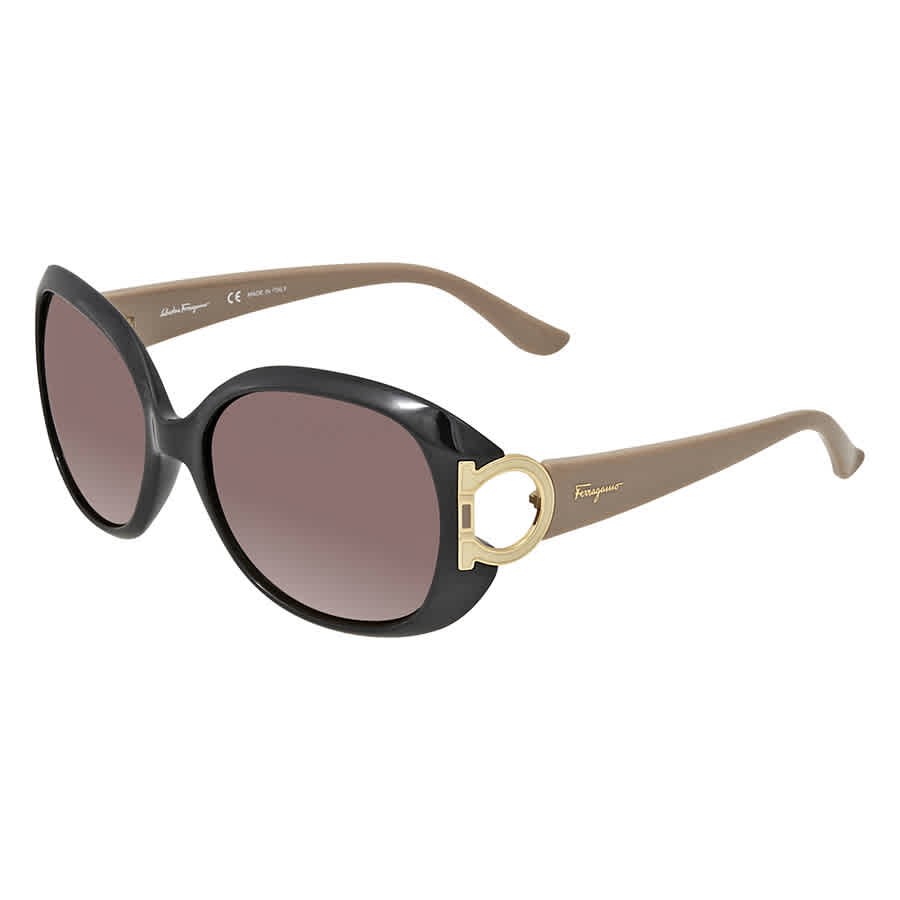 Ferragamo Brown Gradient Oval Sunglasses SF668 001 57 SF668S 001 57