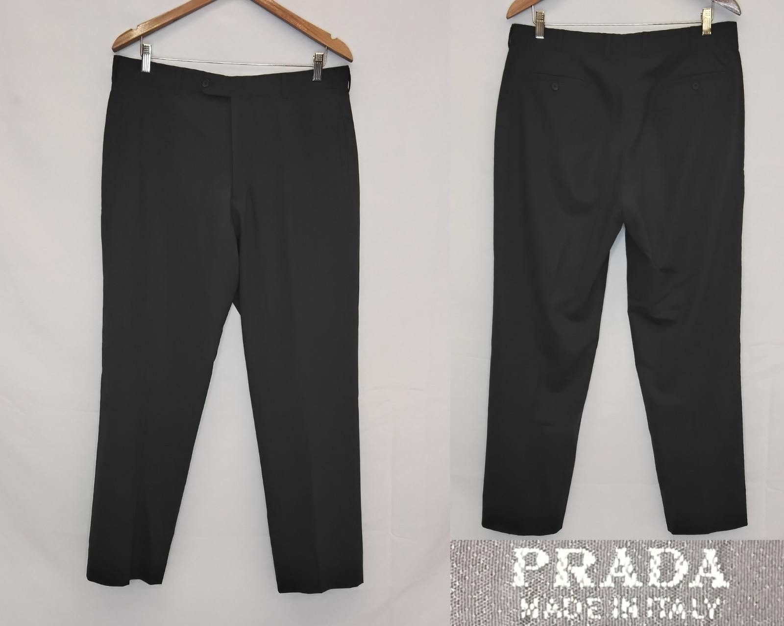 Prada Wool Slacks Men’s EU 52 (US 42) Black Dress Formal Wear #Z5759