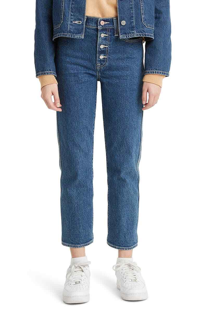 Levi’s Wedgie High Waist Straight Utility Crop Jeans Middle Sister Women 26×26