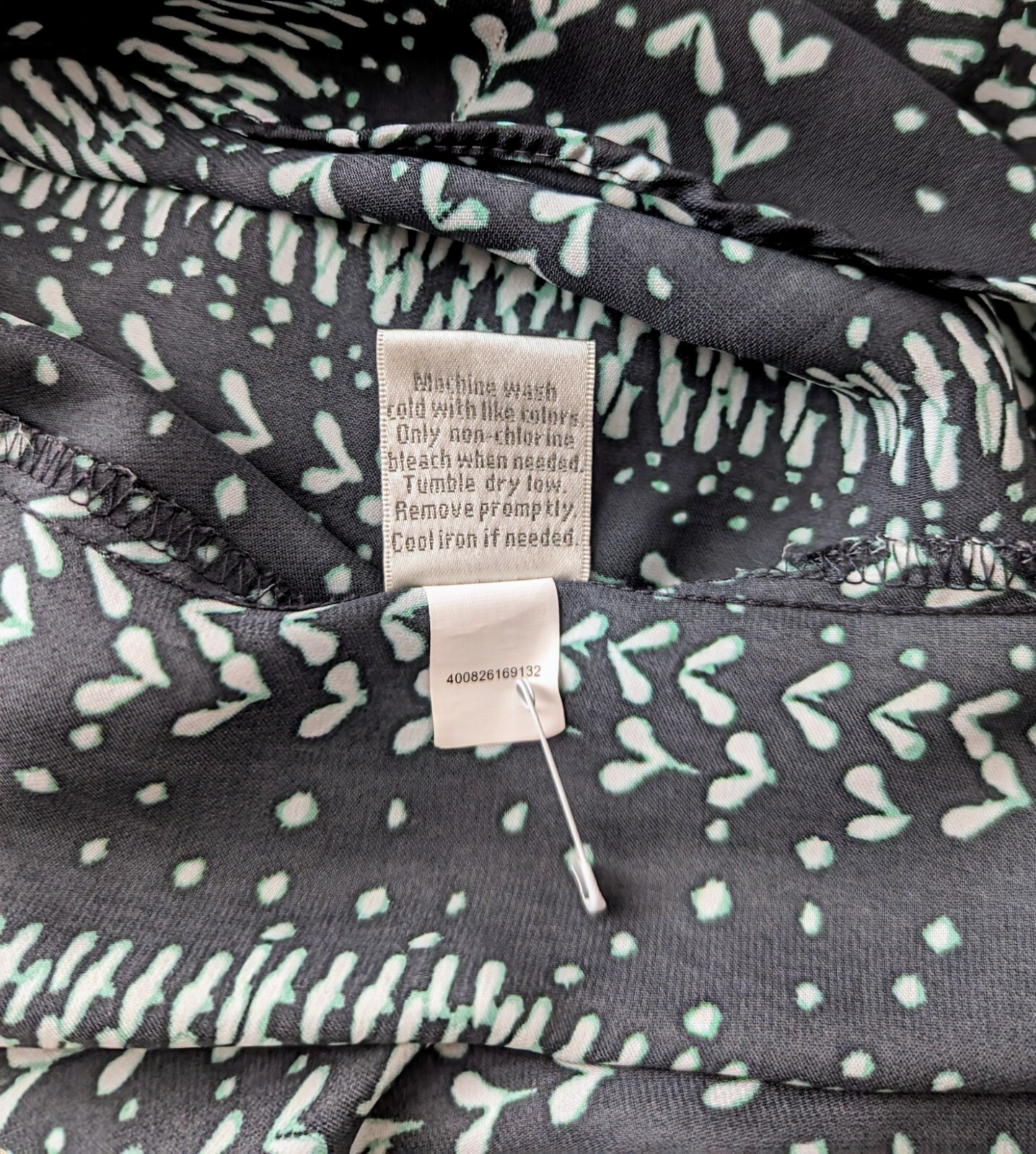 Lauren Conrad Silky Blouse Womens Medium Round Neck Top Blue Green Polyester