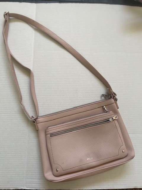 Relic Women’s Pink Pebbled Crossbody Bag, Zip Closure Front Zip Pockets