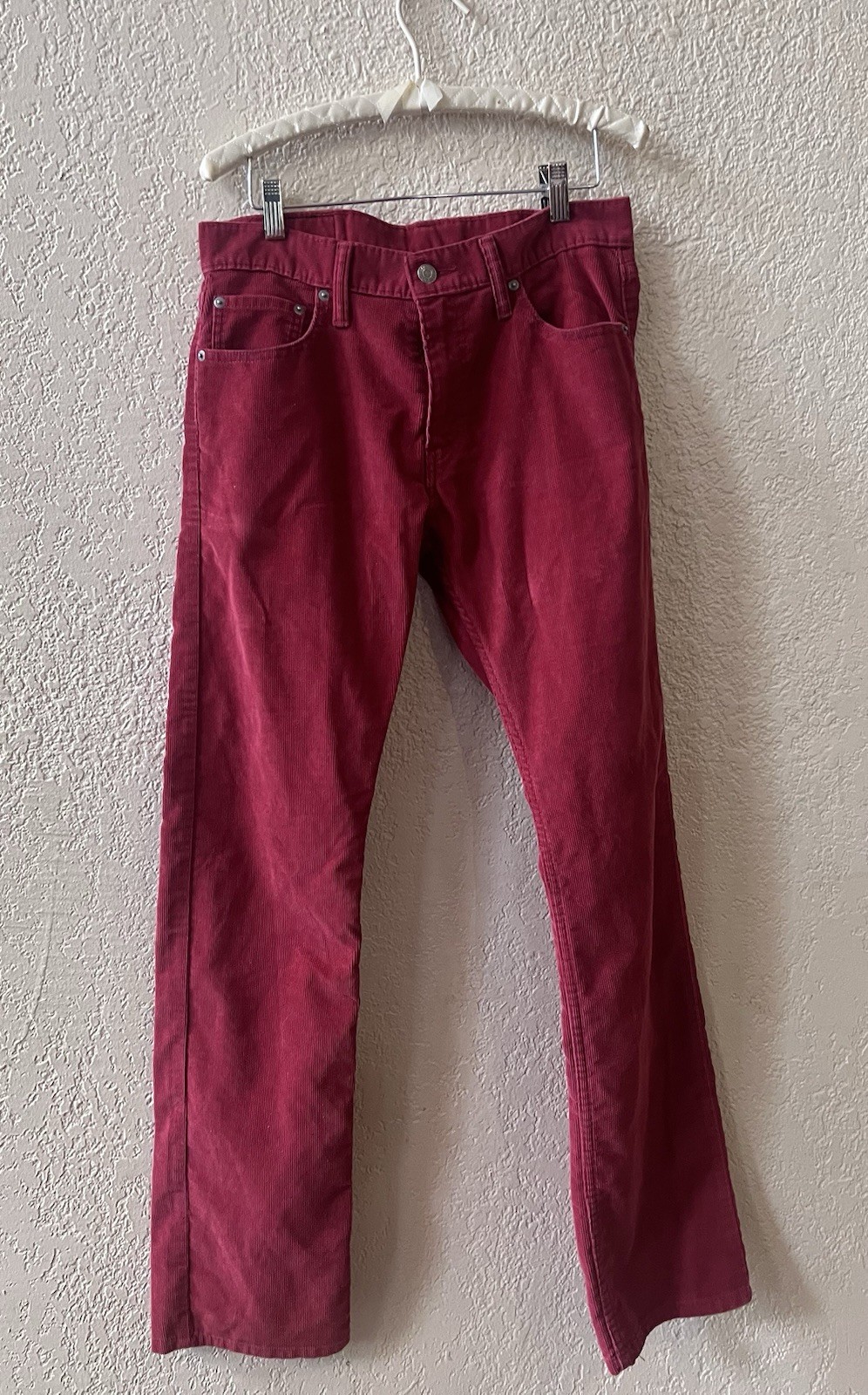 Levi’s 514 Men’s Corduroy Slim Fit Straight Leg Jeans Sz 30X32 Pants Red Cotton