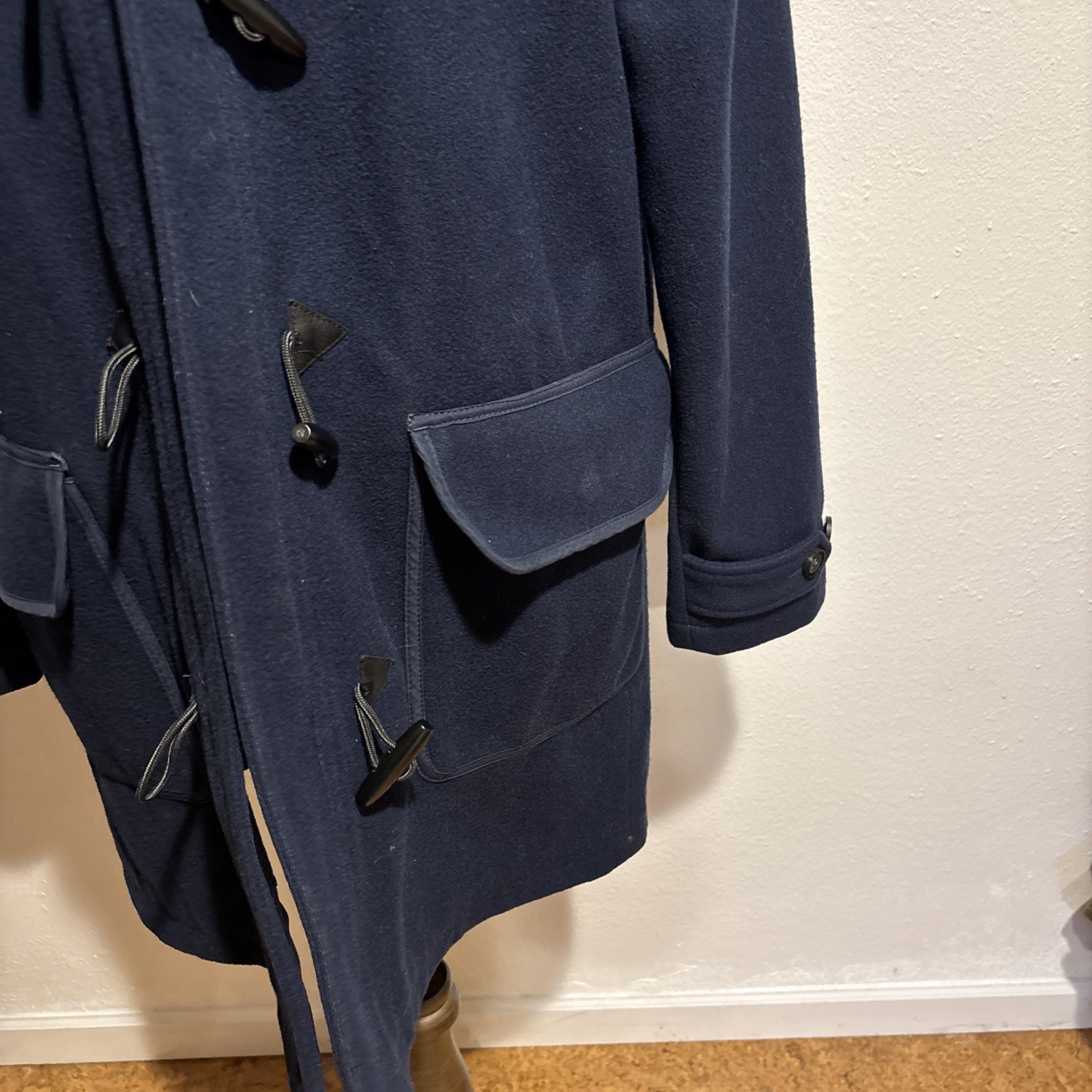 Levi’s Wool Blend Duffel Coat Jacket Men’s Large Navy Blue Quilted Zipper Toggle