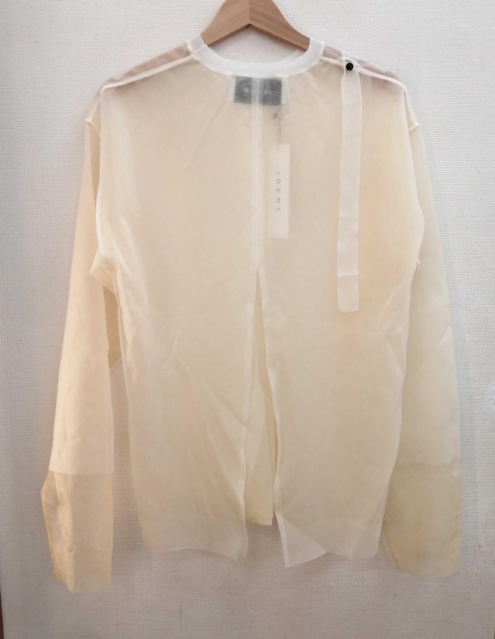 Irene WHT 24S81001 Transparent Knit Top, Size 36, Short Sleeve, Casual