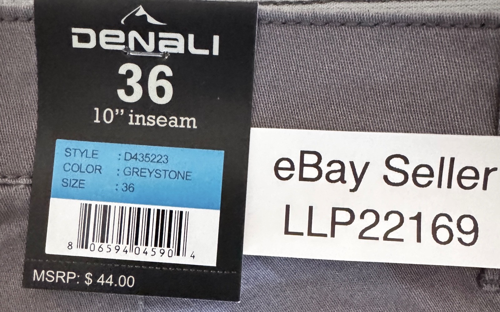 DENALI Men’s Stretch Cargo Shorts (SIZE 36) Flex Waist GREYSTONE New w/ $44 Tag