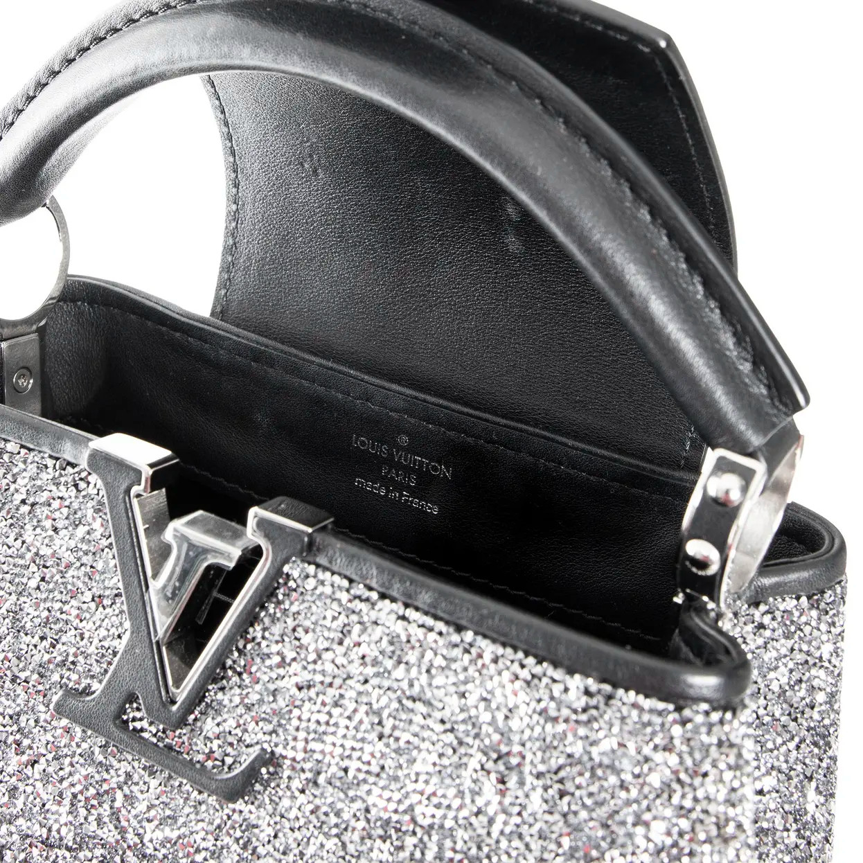 Ultra-Rare: Louis Vuitton Capucines Mini Silver Swarovski Crystal Bag Silver