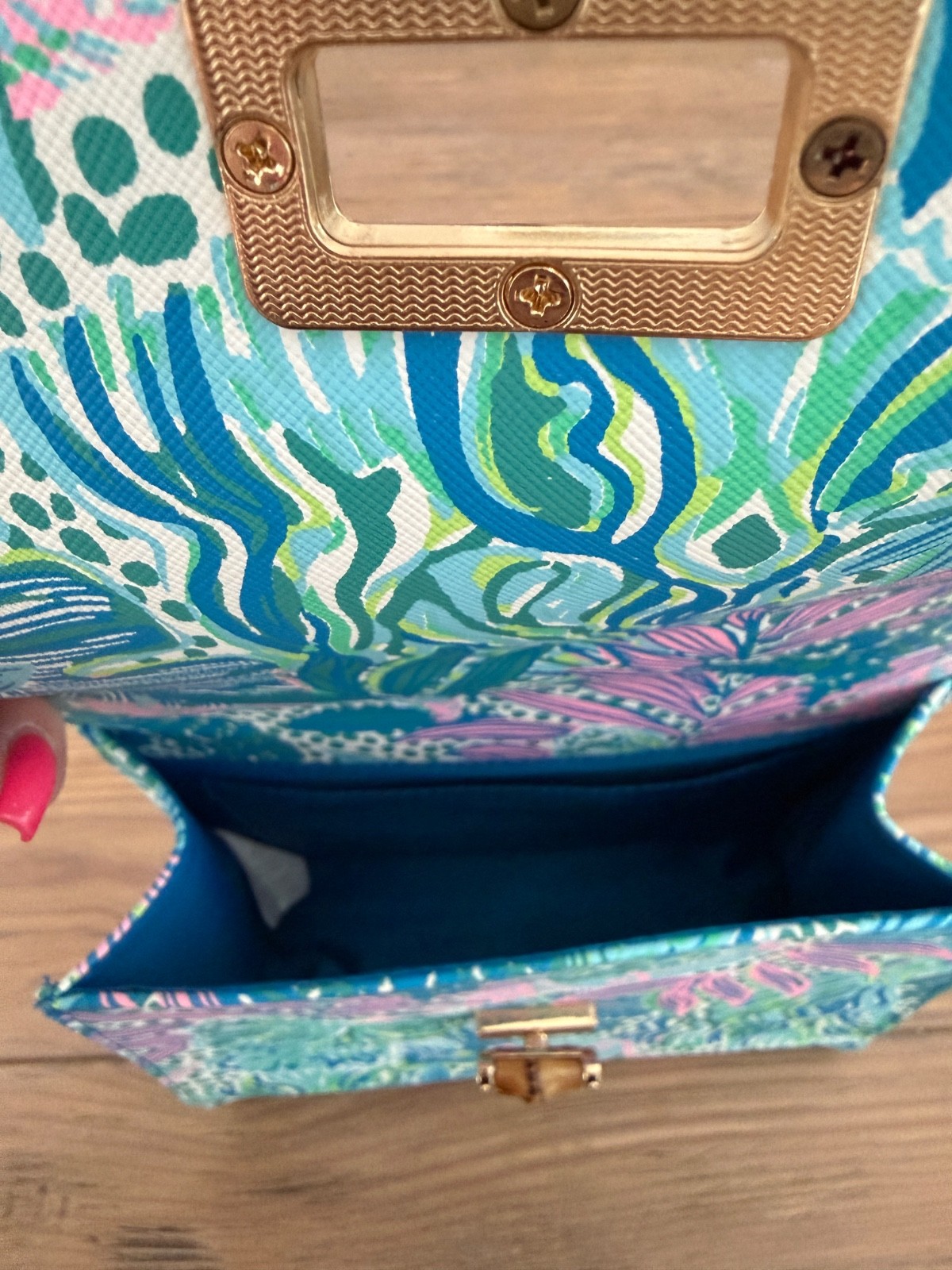 New Lilly Pulitzer Bamboo Handle Mini Bag In Botanical Green Holiday In The Sun