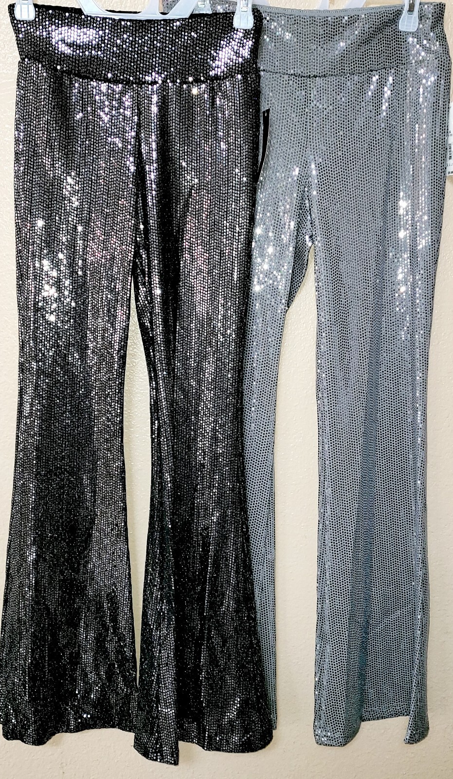 No Boundaries Sequin Flare Pants, Nobo Silver Sparkle Flare Pants, Bell Bottoms