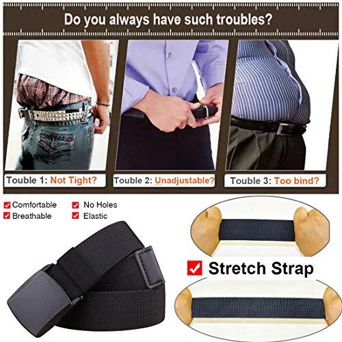 2-Pack Elastic Stretch Belt, Men’s All Size Metal Nylon Tactical Hiking Belt
