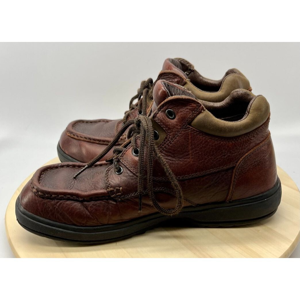 Work N Sport Brown Leather Mid Soft Toe Work Shoe sz 10 1/2 M (S1654)