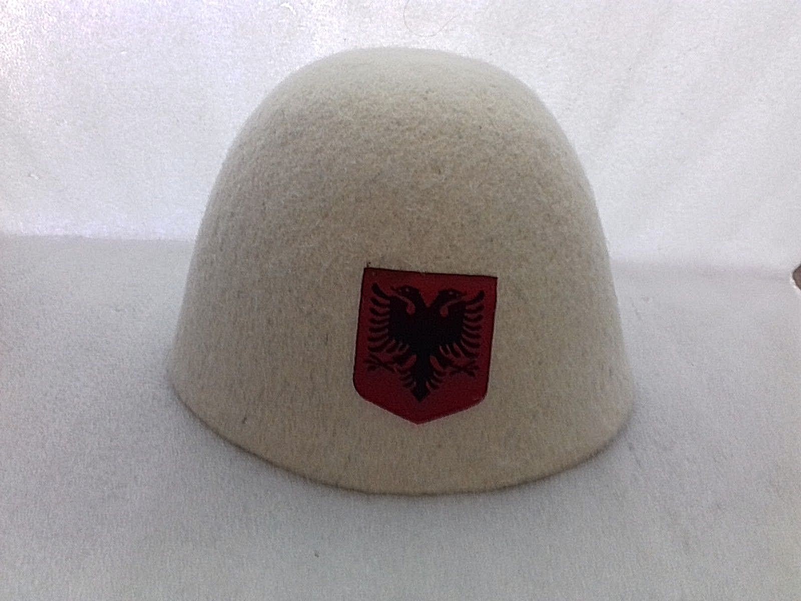 ALBANIA TRADITIONAL WOOL HAT FOLK QELESHE PLIS-HANDMADE-WOOL-EAGLE EMBLEM-CUTE