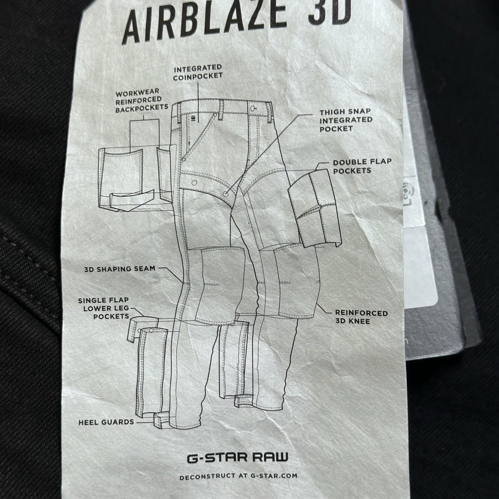 G-Star Raw NEW Men’s Airblaze 3D Skinny Jeans In Deep Black Sz.30×29” Bikercore