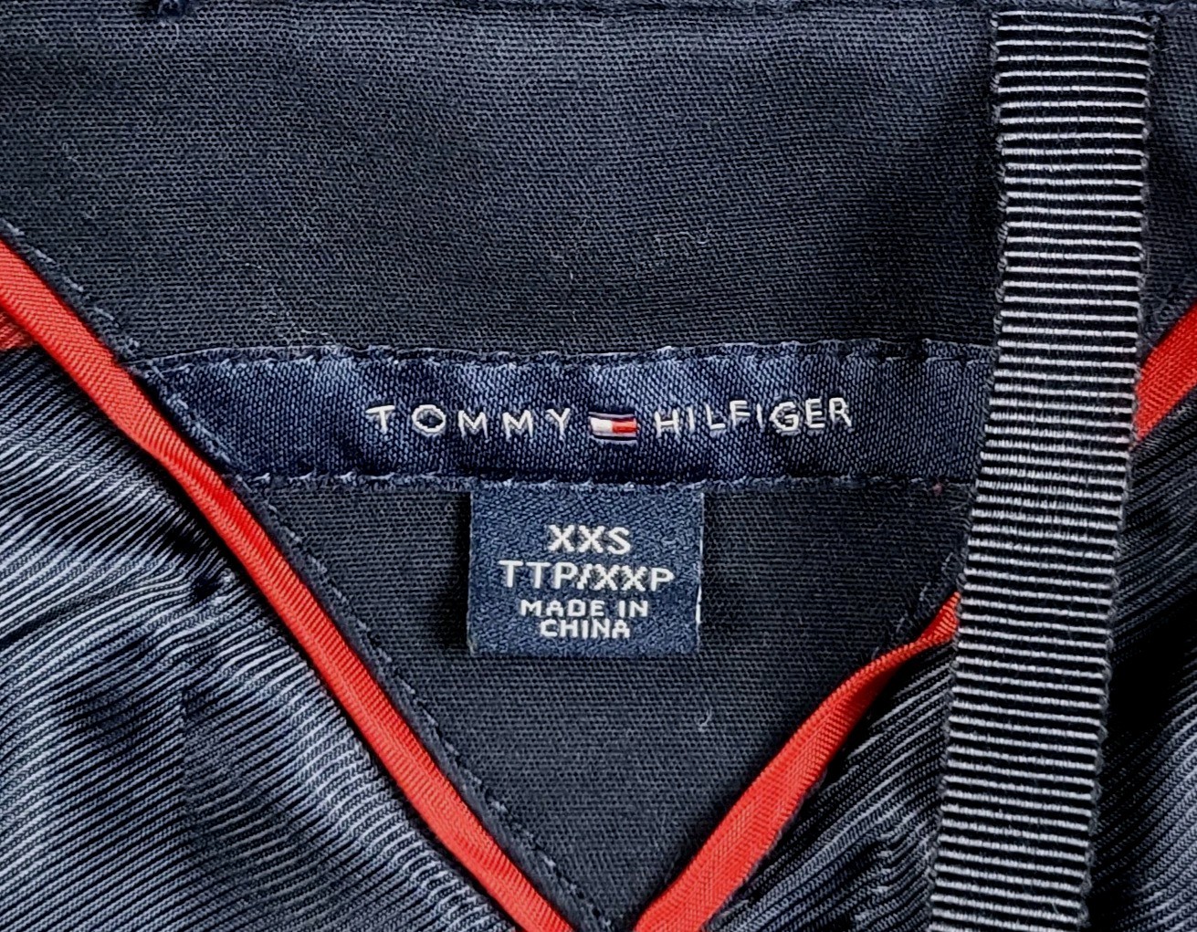 Tommy Hilfiger Coat Double Breasted Navy Blue Trench Coat Womens Medium Belted