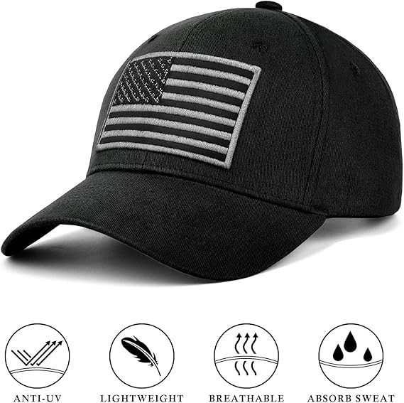 KIRAAT 3 Pack American Flag Baseball Cap Unisex,Low One Size Black＆grey＆khaki