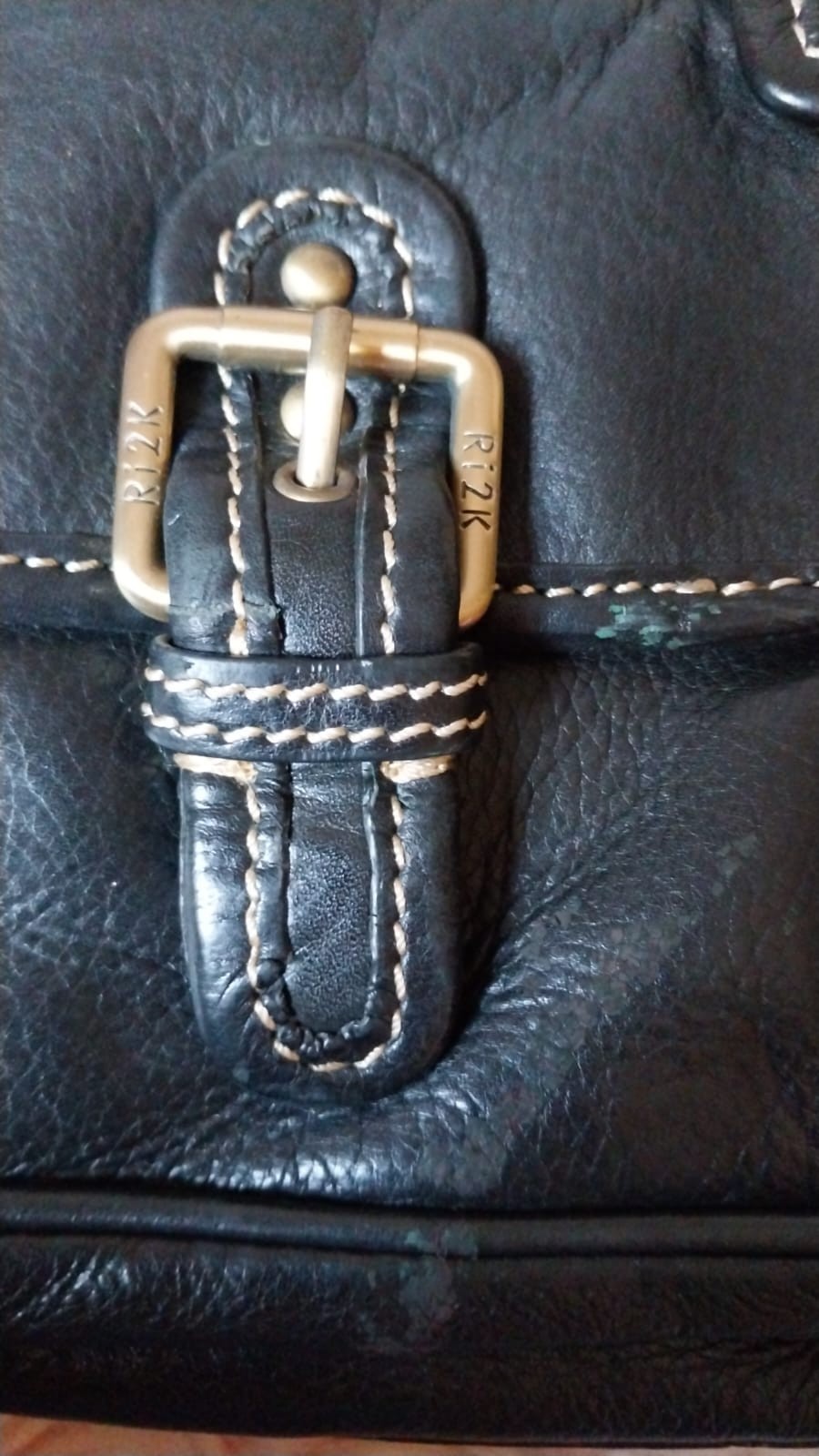 Authentic Ri2k London 100% Genuine Black Leather Handbag / Satchel
