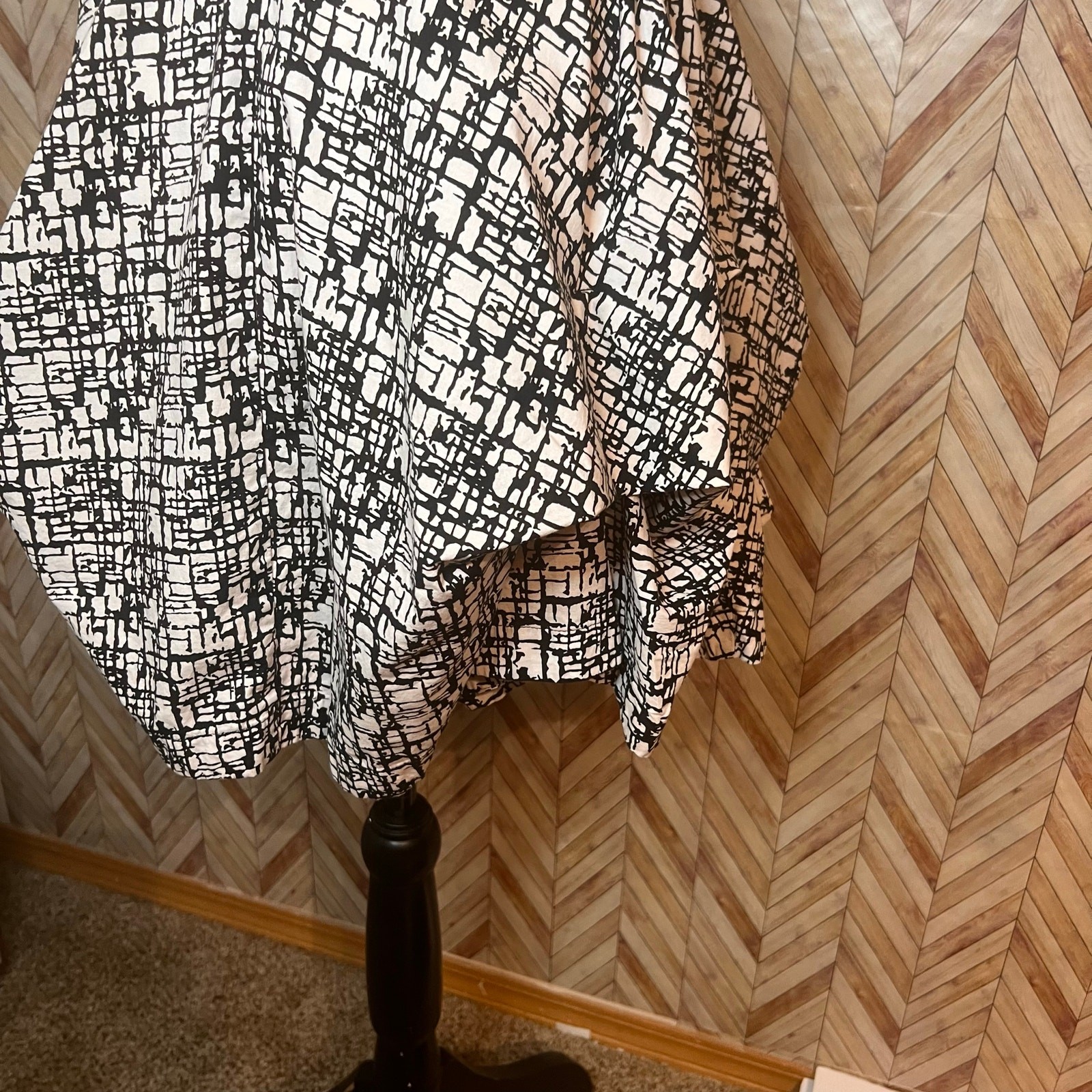 BCX Black White Abstract Print Ruffled Skirt Short Dress Women’s Medium