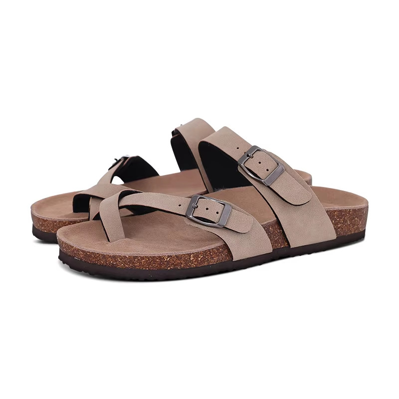 Fashion Women’S Suede Mules Slippers Men Clogs Cork Insole Sandals with Arch Sup