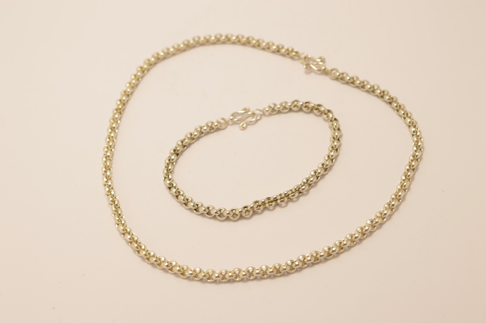 Solid 925 Sterling Silver Rolo Link Chain Bracelets. 12/13g, 21/22cm, 7.8./8.3″
