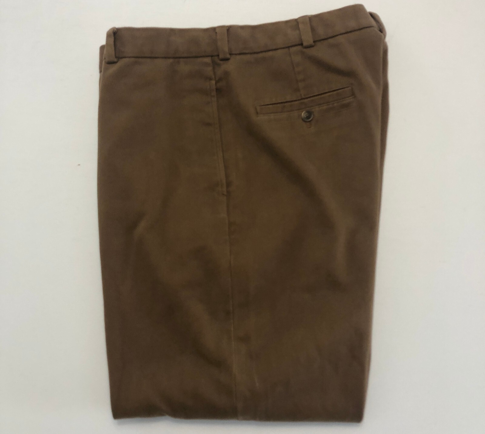 vtg Brooks Brothers 346 Pants 35×29.5 Brown 100% Soft Cotton Twill Hong Kong
