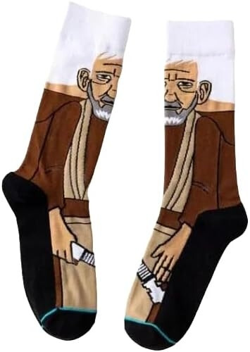 OBI-WAN KENOBI | Mens Star Wars Jedi Brown Socks | One Size UK 6-11 EU 40-46