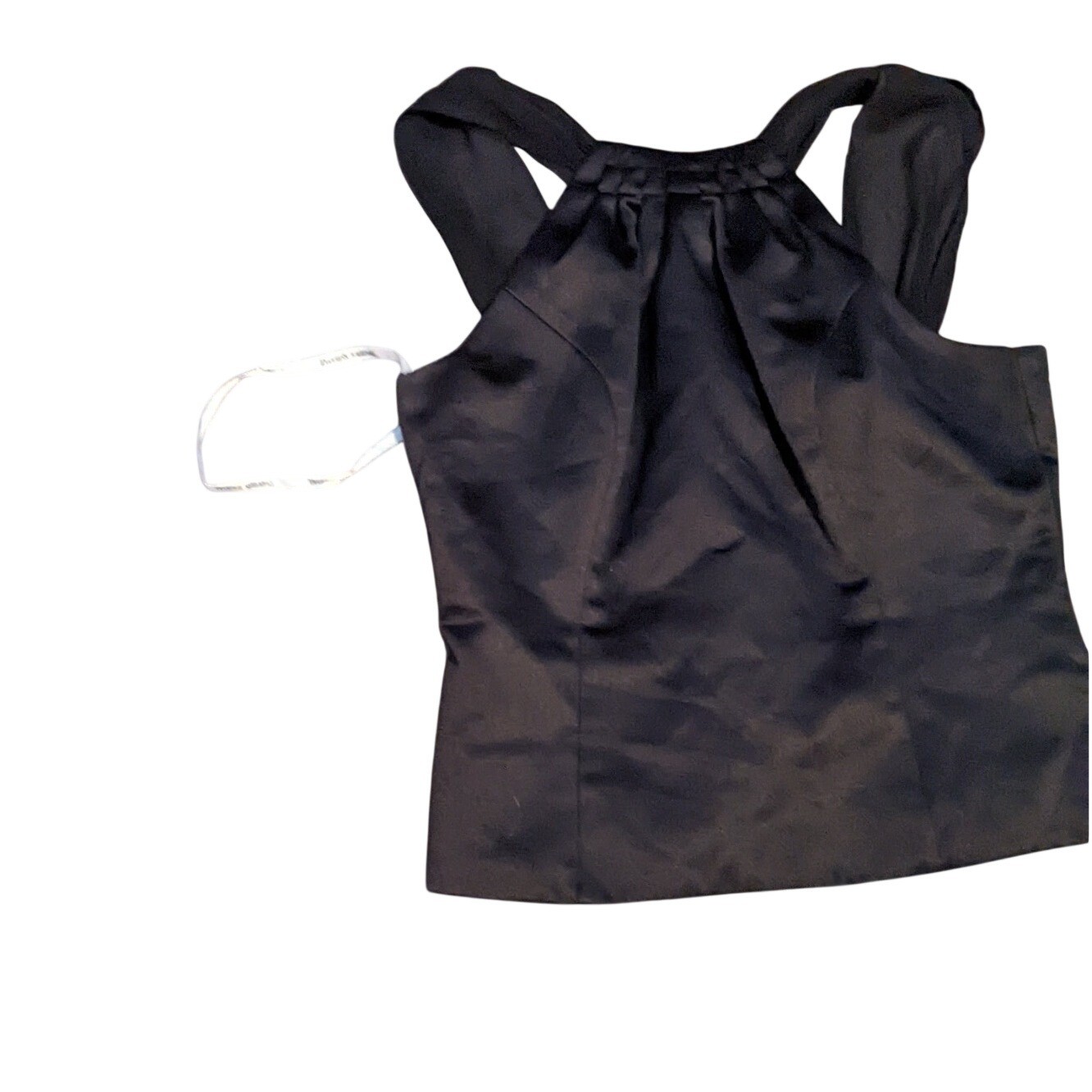 David’s Bridal Black Satin 2 Piece Set Halter Crop Top A-Line Skirt Size 10