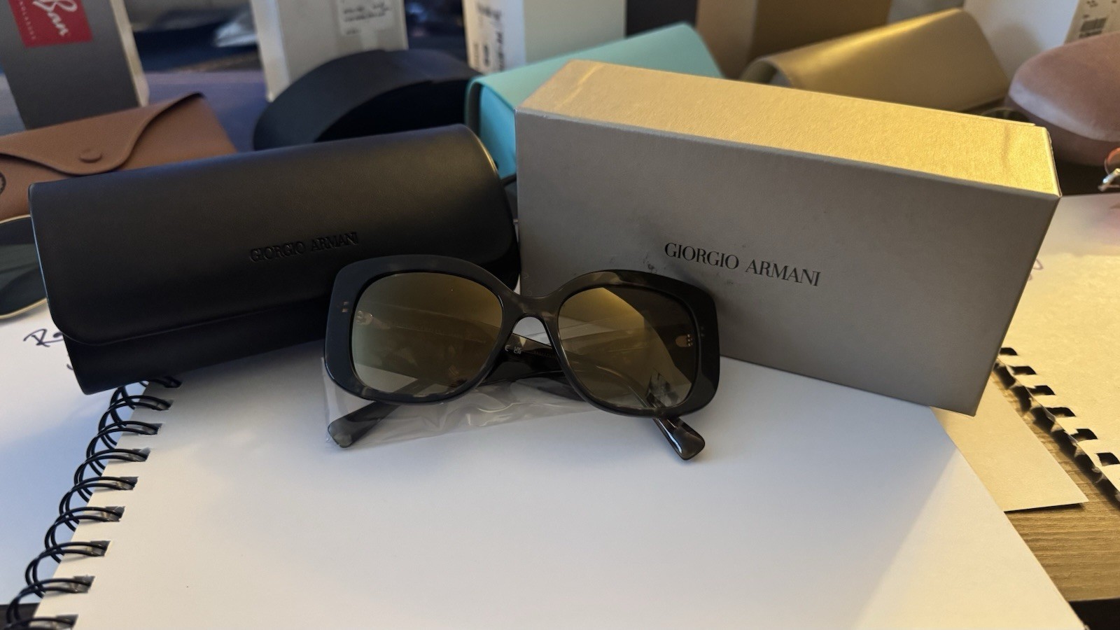 Giorgio Armani Women’s Oversized Square Tortoise Sunglasses Brown Tinted Lenses