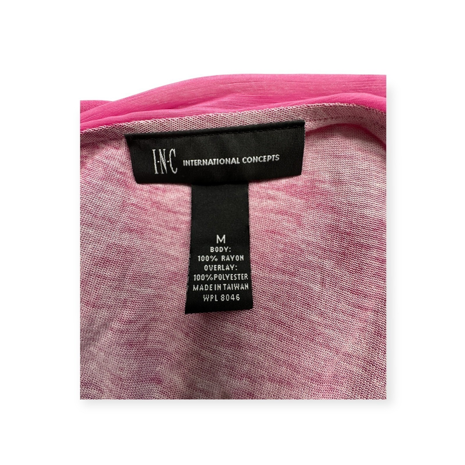 INC International Concepts Pink Tie Dye One Shoulder Ruffle Top Rhinestone Strap
