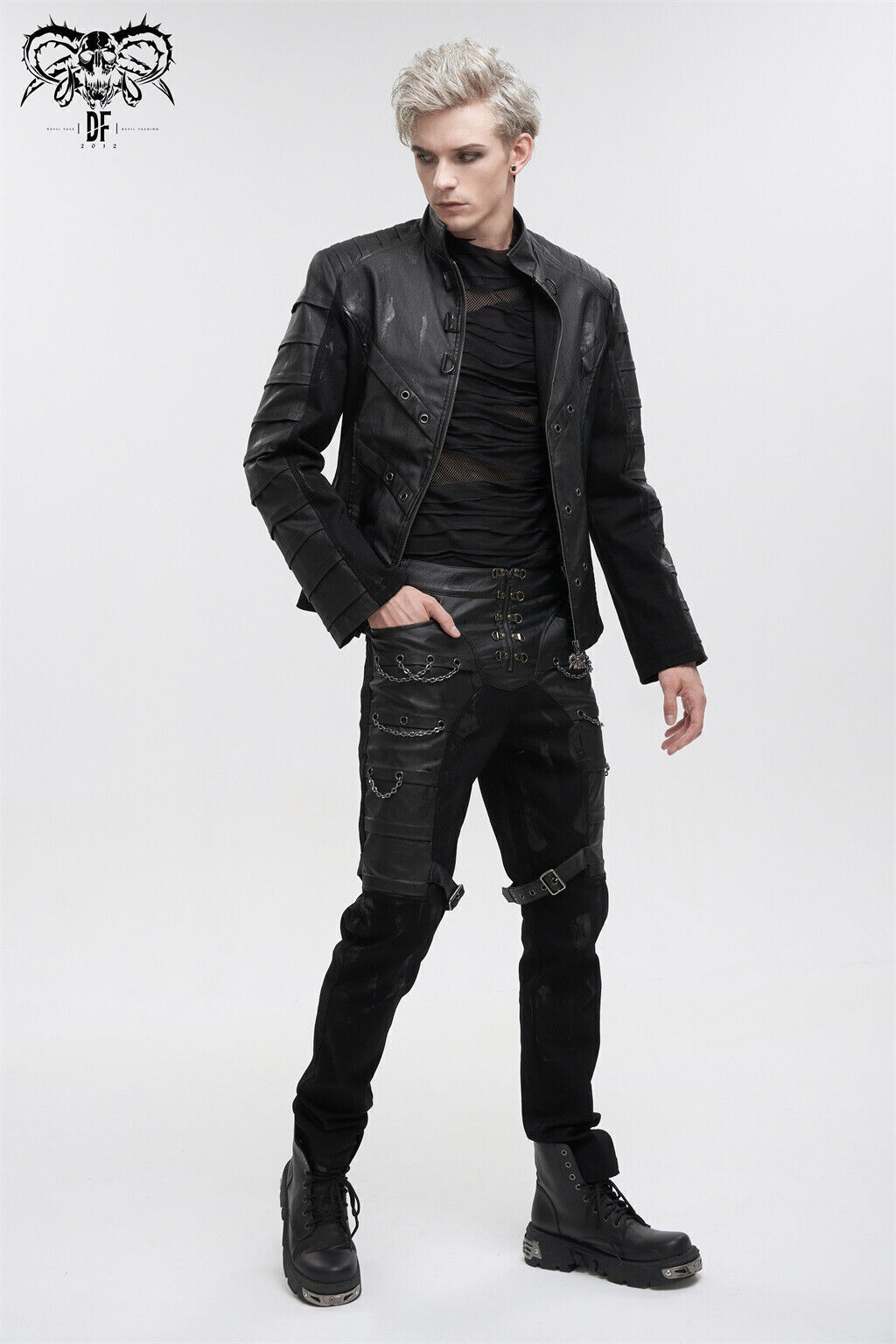 Devil Fashion Black Gothic Punk Rock Daily Wear Slim Fit Short Jacket For Men