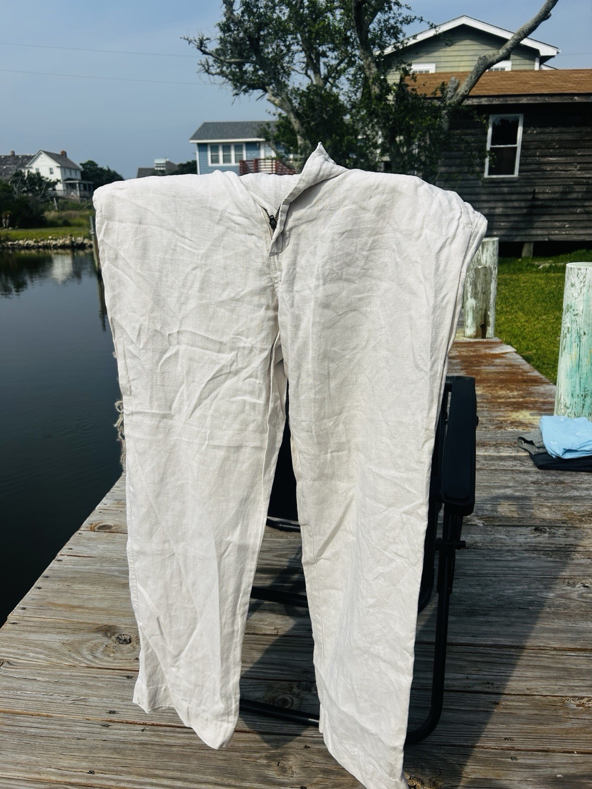 Jos. A. Bank Traveler Collection White Linen Pants Classic Fit Straight 38W