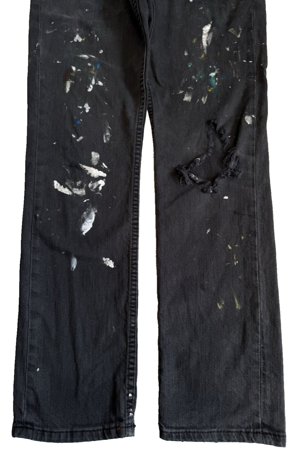 Levi’s 511 Men 30×30 Jeans Black Distressed Paint Splatter Stains Artful Denim