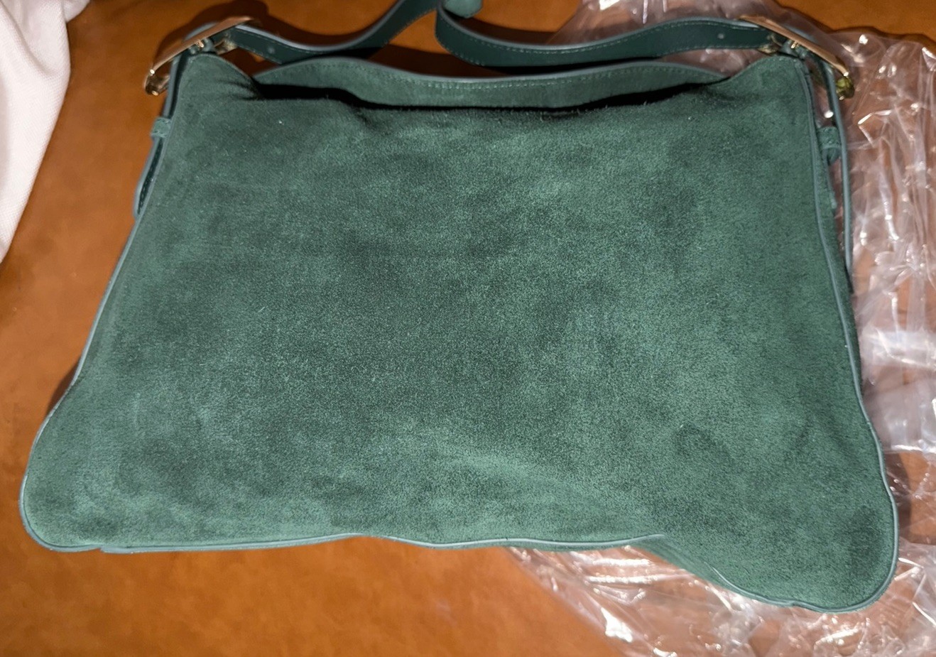 J.Crew Large Berkeley Luxe Suede Shoulder Bag Purse Midnight Foliage Green NWT