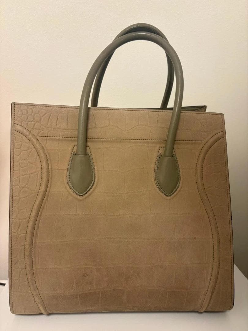 Celine Luggage Phantom Taupe Greige Matte Crocodile Embossed