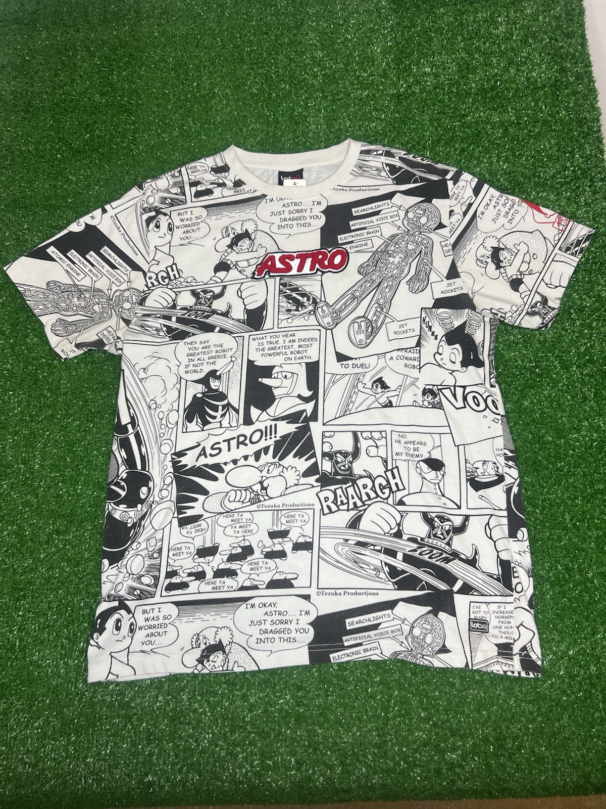 Astro Boy Shirt Mens 2XL Gray Allover Print Anime Graphic Tee Cartoon